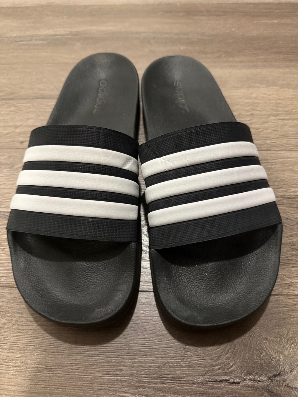 adidas Black and White Slide Sandals